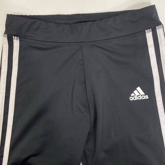 Adidas Super Star Leggings Tight Black White Running Stripe Girls Medium 10/12 - Picture 3 of 8